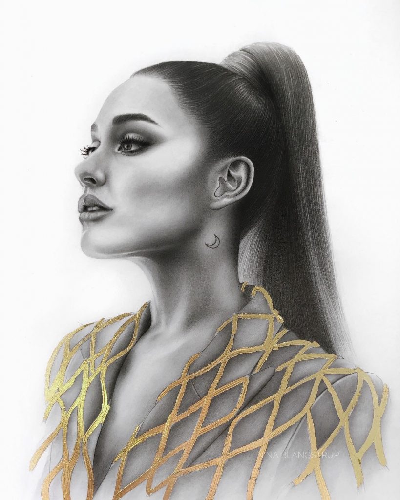 Arianna Grande Celebrity Drawing by Nina Blangstrup